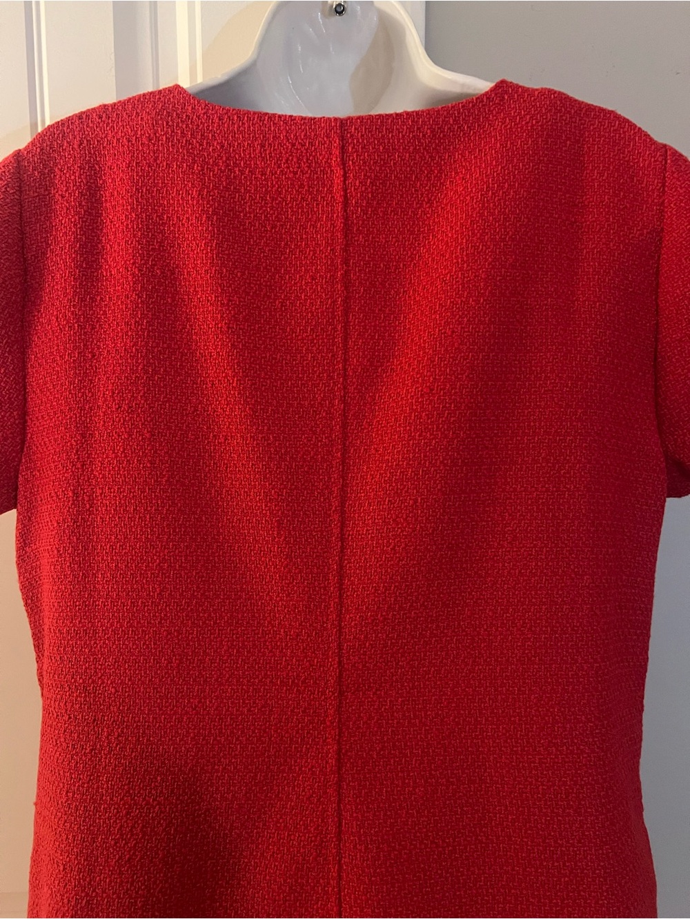 J.Crew Holiday Red Bouclé/Tweed-Texture Dress Crystal Jeweled floral buttons - Picture 11 of 14
